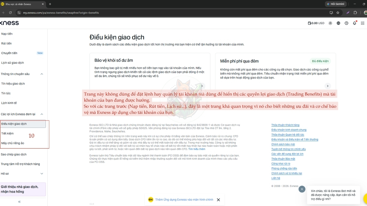 điều kiện giao dịch trong exness