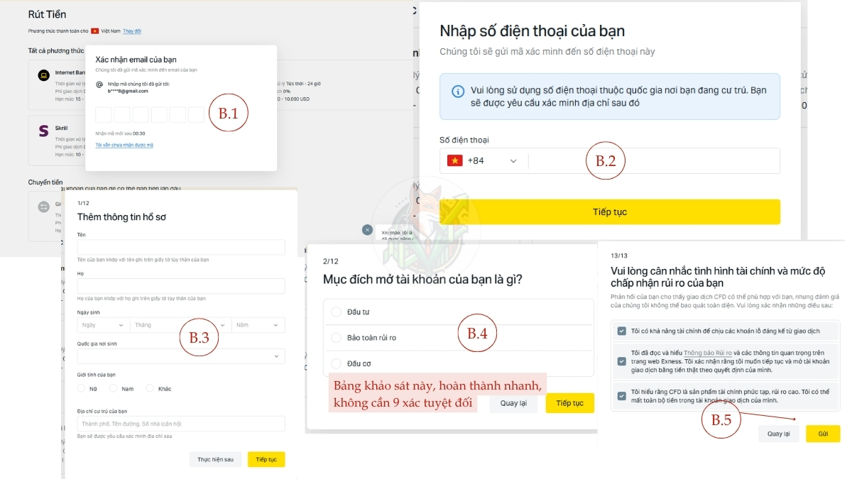 các bước xác minh tài khoản exness